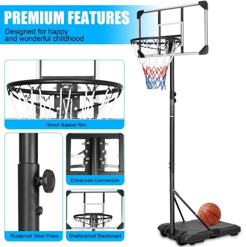 Portable Basketball Goal System With Stable Base And Wheels, Use For