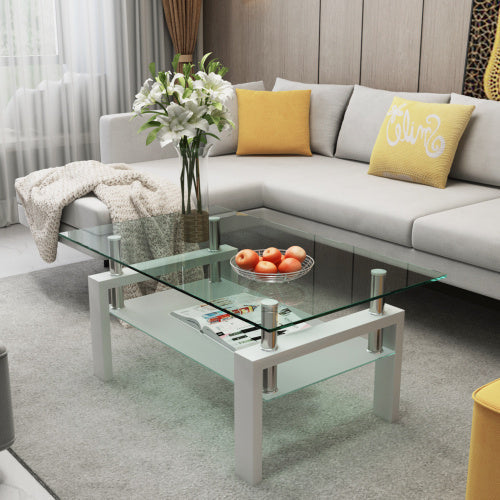 White Coffee Table, Clear Coffee Table, Modern Side Center Tables For