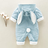 The new cotton padded cotton baby romper thickened chinchilla hooded