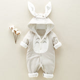 The new cotton padded cotton baby romper thickened chinchilla hooded