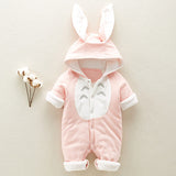 The new cotton padded cotton baby romper thickened chinchilla hooded