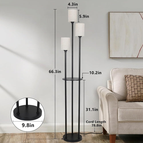 Floor Lamp With Shelf, Floor Lamp For Modern Living Room, 3 Light