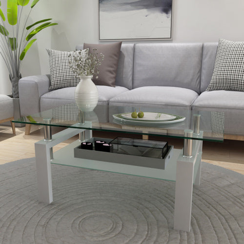 White Coffee Table, Clear Coffee Table, Modern Side Center Tables For