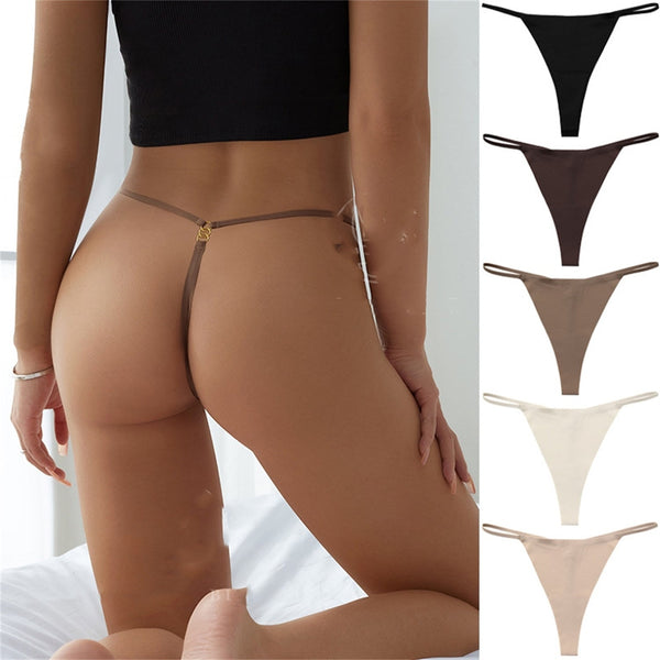 Seamless Thin Belt Buckle T-shaped Panties T-string For Women