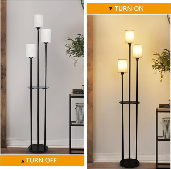 Floor Lamp With Shelf, Floor Lamp For Modern Living Room, 3 Light