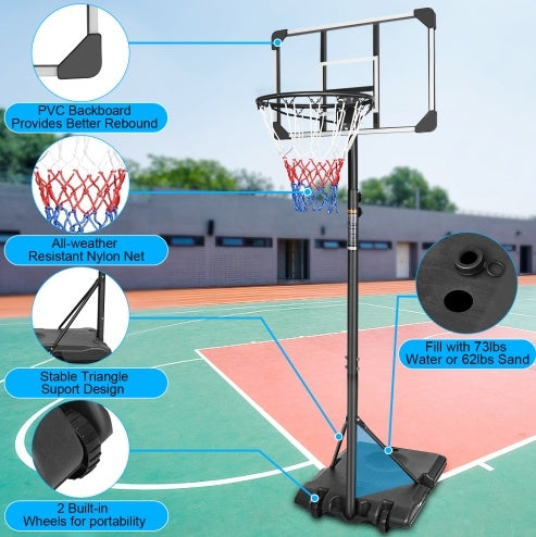 Portable Basketball Goal System With Stable Base And Wheels, Use For