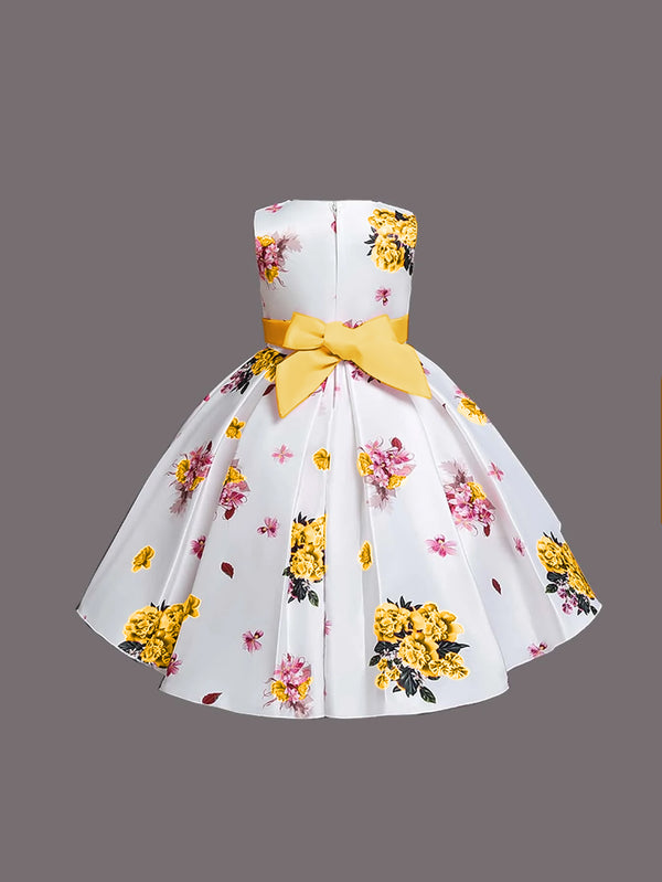 Girl's Satin Floral Printed Frock 6-7-YEAR