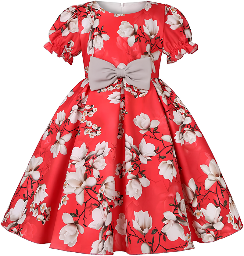 Girl's Satin Floral Printed Frock 1-2-YEARS