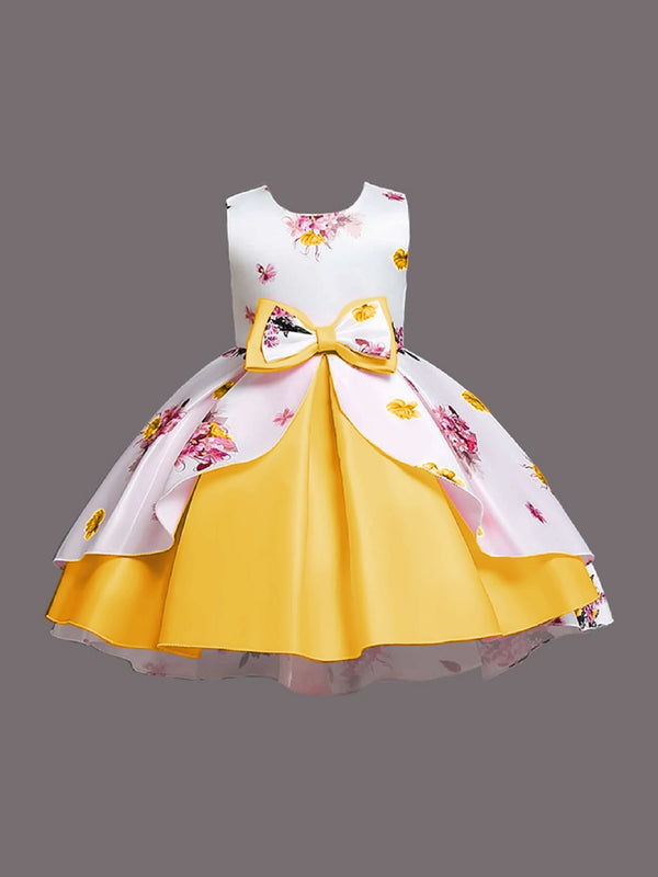 Girl's Satin Floral Printed Frock 6-7-YEAR