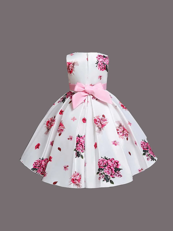 Girl's Satin Floral Printed Frock 5-6-YEAR