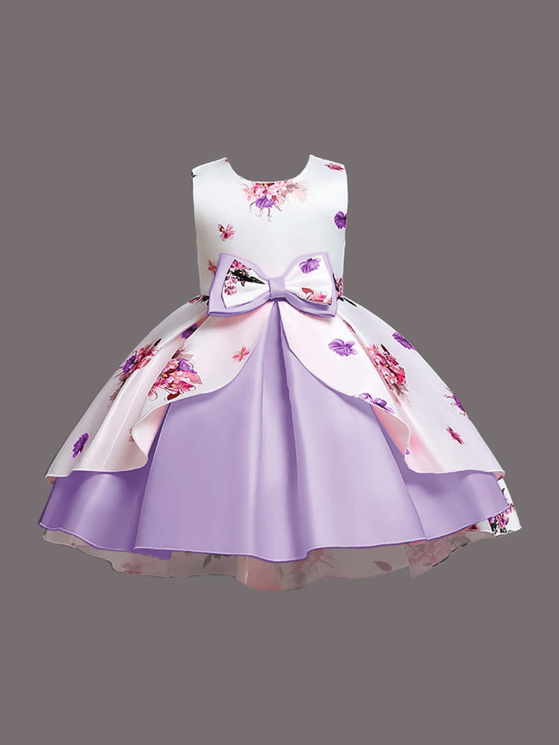 Girl's Satin Floral Printed Frock 5-6-YEAR