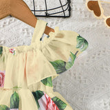 Girl's Lycra Floral Printed Frock Dress for Girls 1-2-YEARS