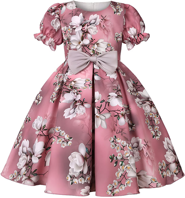 Girl's Satin Floral Printed Frock 5-6-YEARS