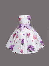 Girl's Satin Floral Printed Frock 5-6-YEAR