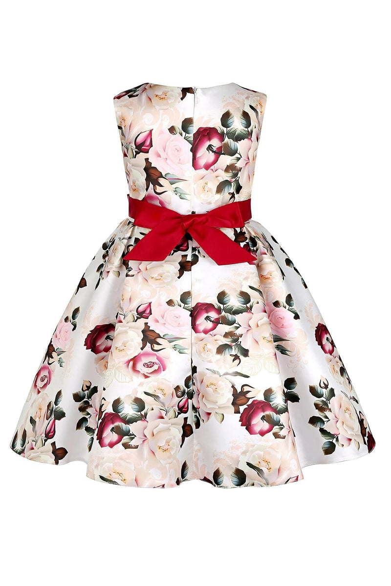 Girl's Satin Floral Printed Frock 3-4-YEARS