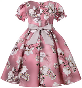 Girl's Satin Floral Printed Frock 5-6-YEARS