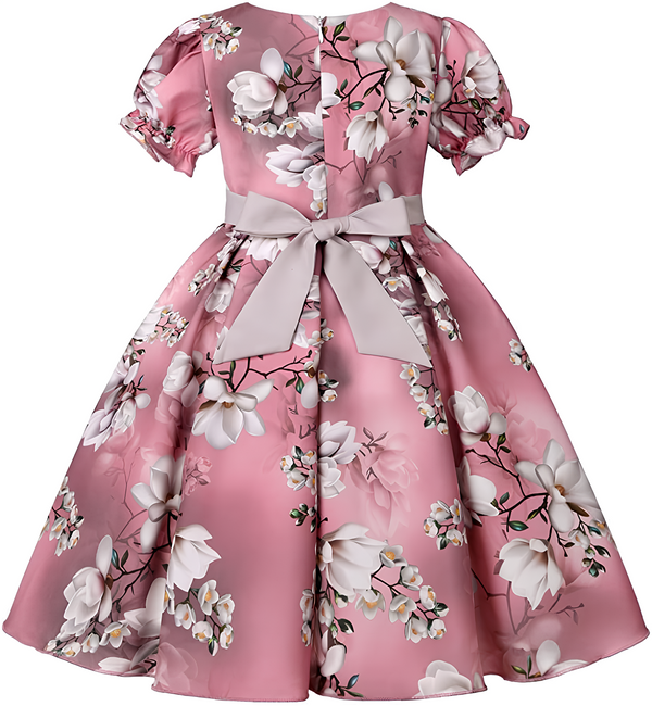 Girl's Satin Floral Printed Frock 5-6-YEARS