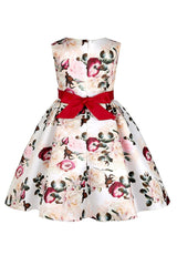 Girl's Satin Floral Printed Frock 4-5-YEARS