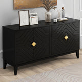 4-door Sideboard Storage Cabinet For Living And Dining Room, Two Large